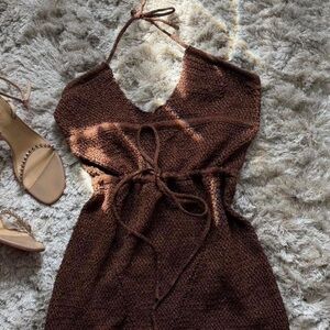 Super Sexy Brown Knit Halter Dress by Outcast New! Small